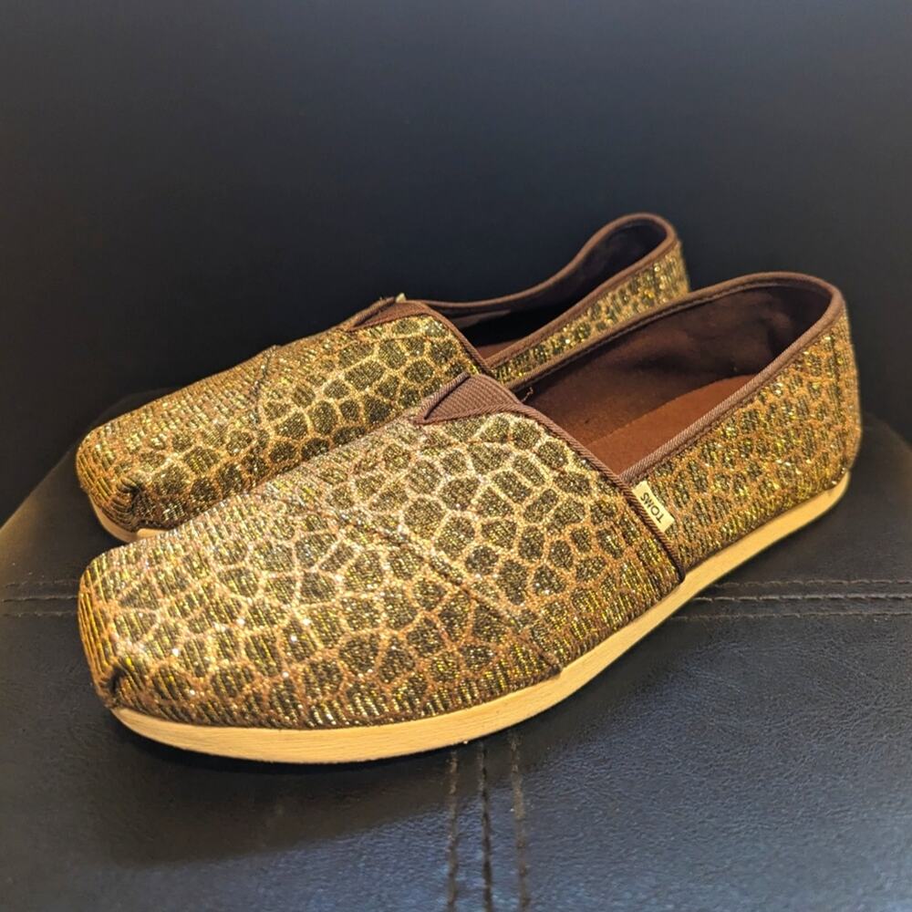 Toms Alpargatas Bronze Animal Glitter CloudBound Slip On Comfort Shoes
